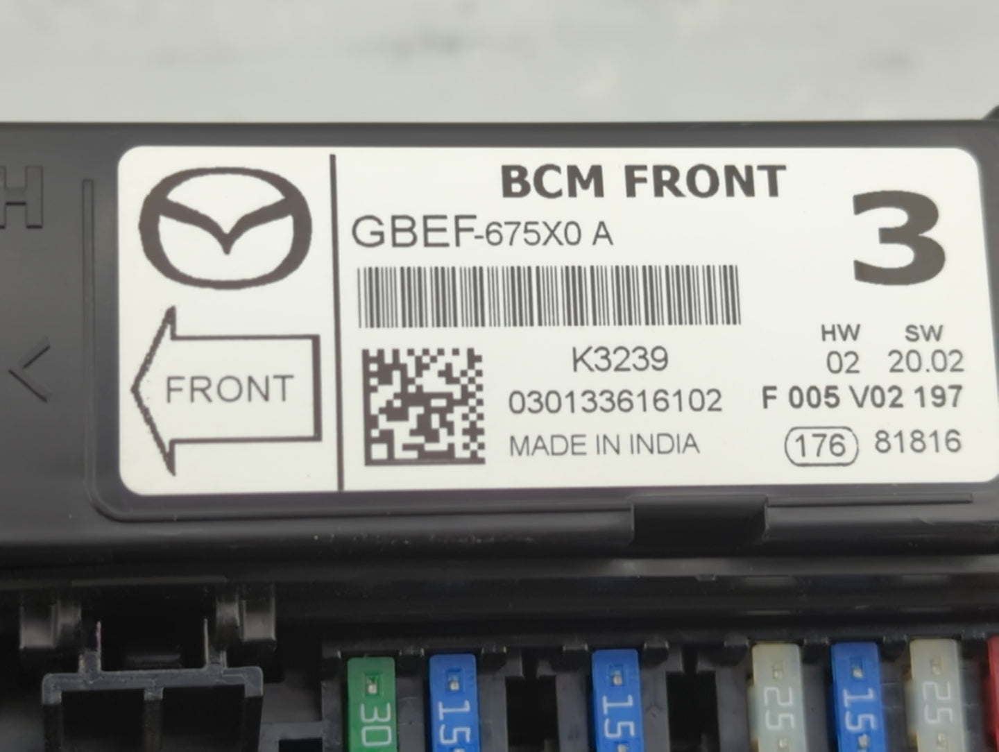 2017-2021 Mazda 6 Fusebox Fuse Box Panel Relay Module P/N:GBEF-675X0 Fits Fits 2016 2017 2018 2019 2020 2021 2022 OEM Used A