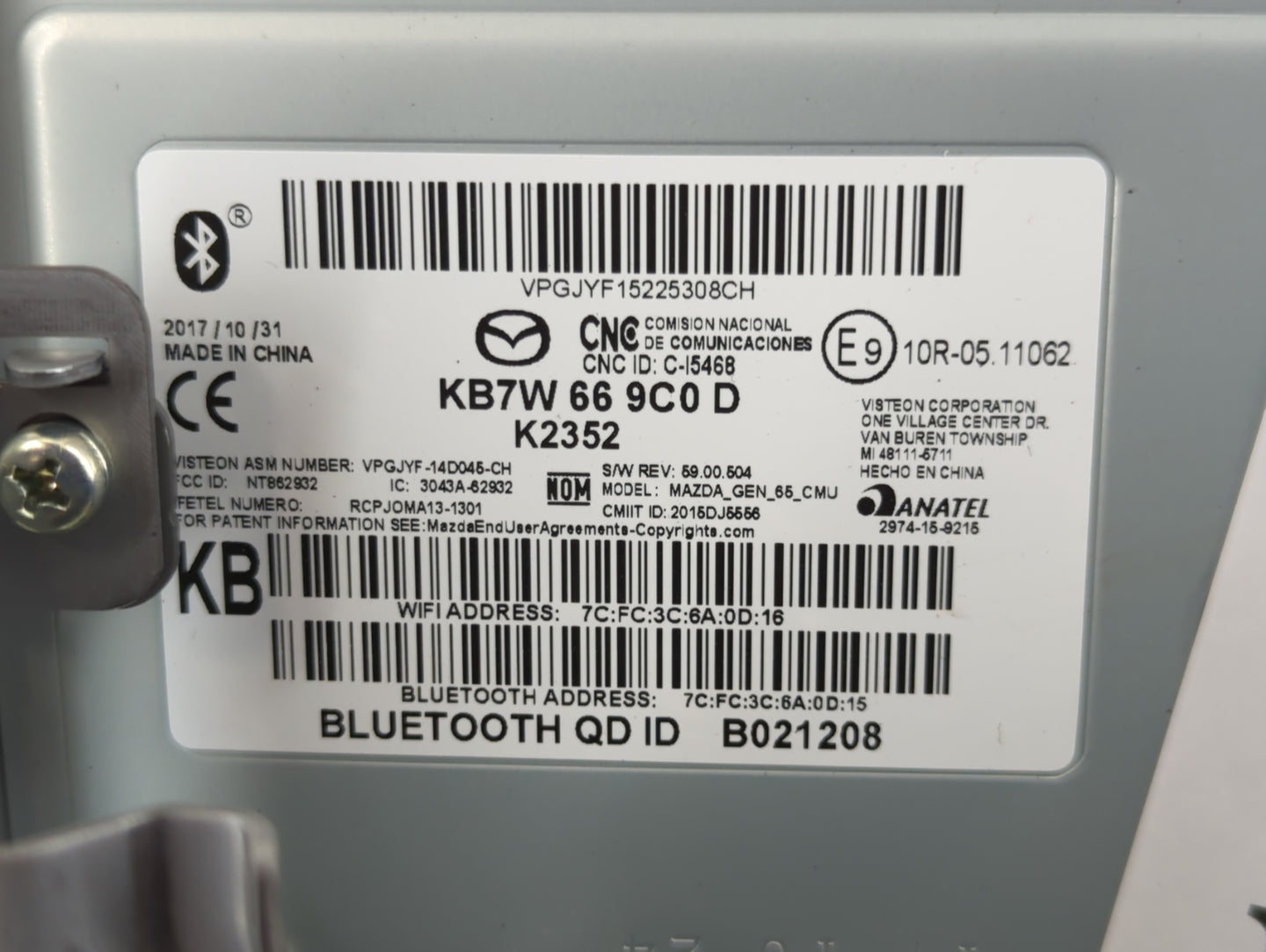 2017-2018 Mazda Cx-5 Radio AM FM Cd Player Receiver Replacement P/N:KB7W 66 9C0 D Fits Fits 2017 2018 OEM Used Auto Parts - 