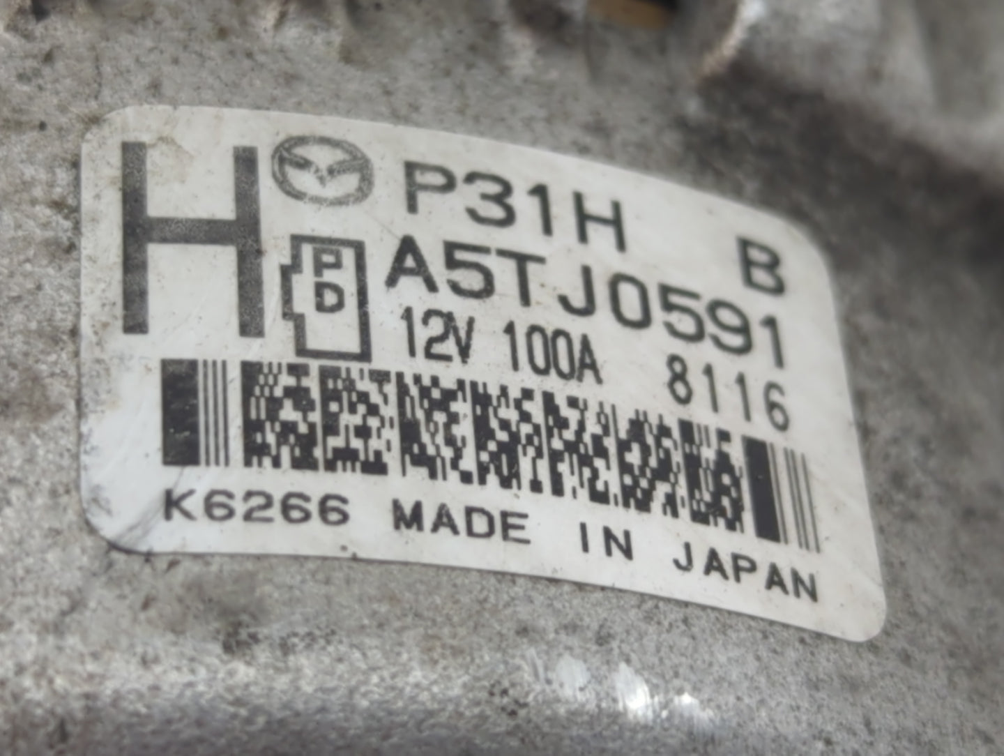 2017-2022 Mazda Cx-5 Alternator Replacement Generator Charging Assembly Engine OEM P/N:A5TJ0591 Fits OEM Used Auto Parts - O