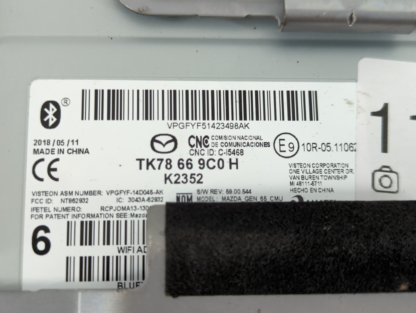 2016-2018 Mazda Cx-9 Radio AM FM Cd Player Receiver Replacement P/N:K2352 TK78 66 9C0H Fits Fits 2016 2017 2018 OEM Used Aut