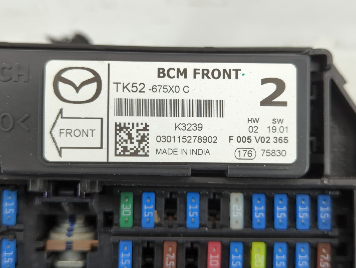 2016-2022 Mazda Cx-9 Fusebox Fuse Box Panel Relay Module P/N:030115278902 TK52-675X0 C Fits OEM Used Auto Parts - Oemusedaut