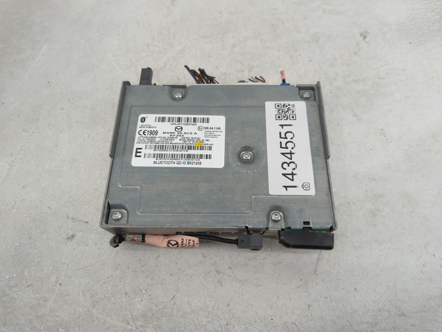 2018 Mazda Mazda3 Radio AM FM Cd Player Receiver Replacement P/N:BANF 66 9C0 A VPGJ3F-14D045-AE Fits Fits 2016 2017 2019 202