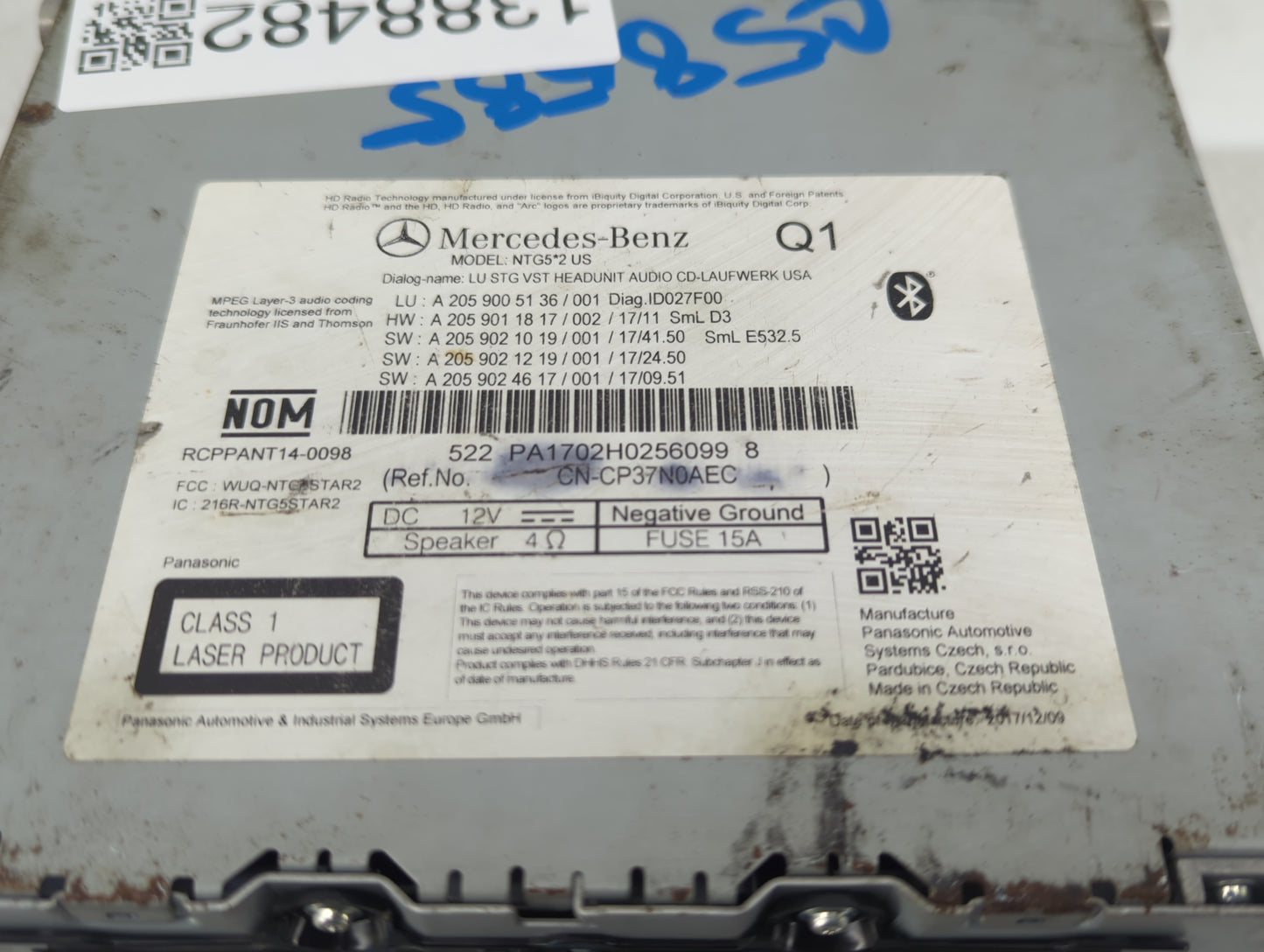 2017-2018 Mercedes-Benz C300 Radio AM FM Cd Player Receiver Replacement P/N:A 205 902 46 17 A 205 902 12 19 Fits Fits 2017 2