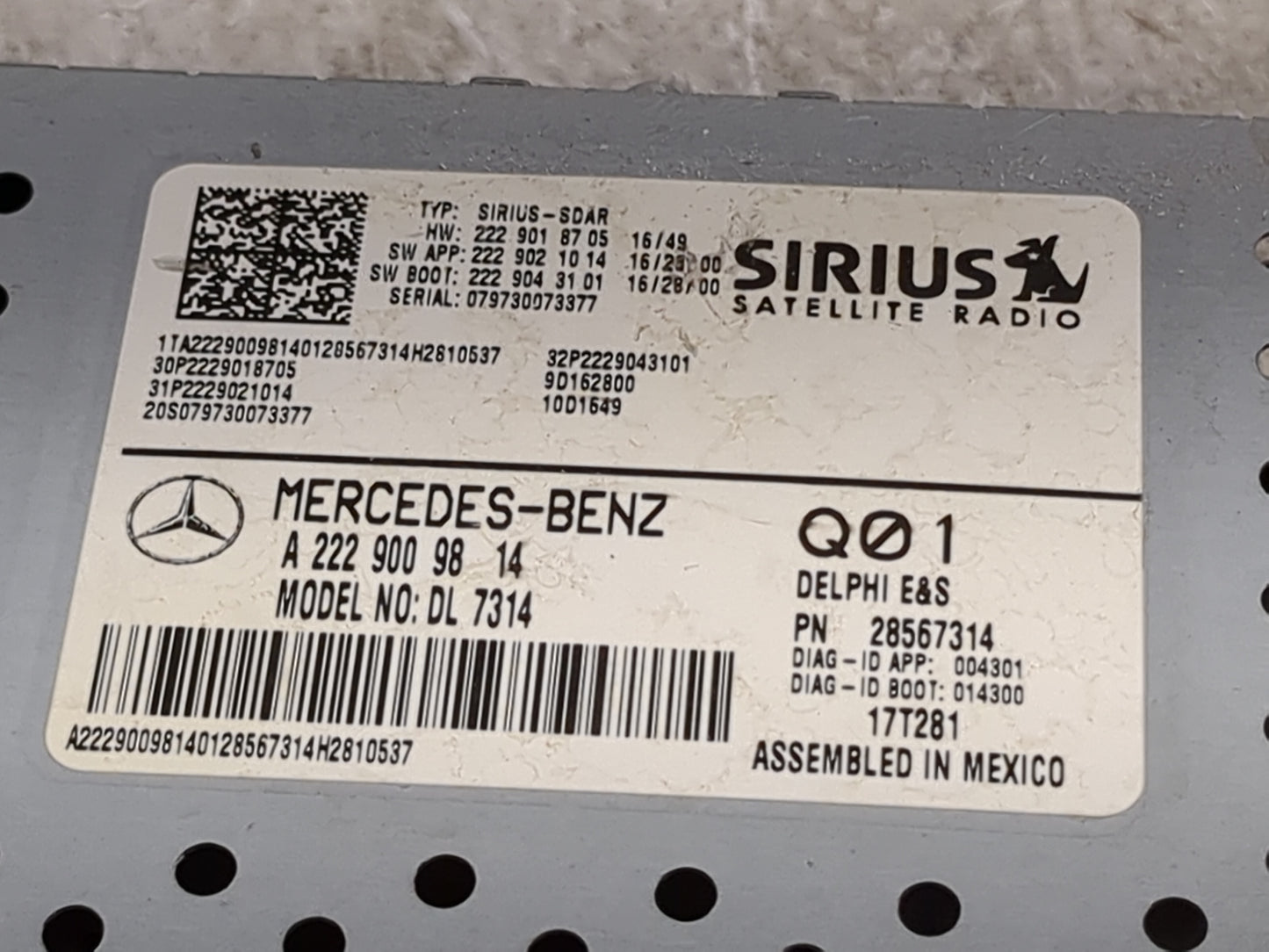 2019-2019 Mercedes-benz Cla250 Tuner Satellite Receiver - Oemusedautoparts1.com