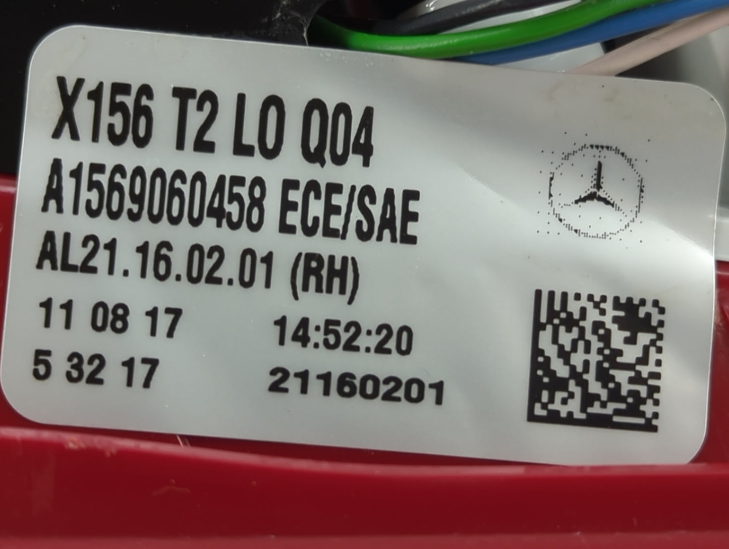 2015 Mercedes-benz Gla250 Passenger Right Side Tail Light Taillight Oem - Oemusedautoparts1.com