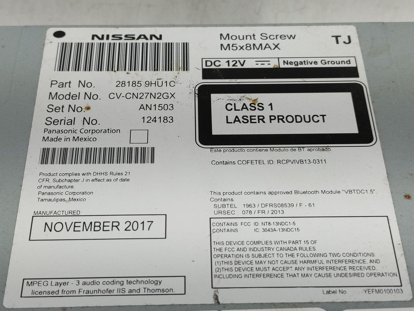 2018 Nissan Altima Radio AM FM Cd Player Receiver Replacement P/N:28185 9HU1C Fits OEM Used Auto Parts - Oemusedautoparts1.c