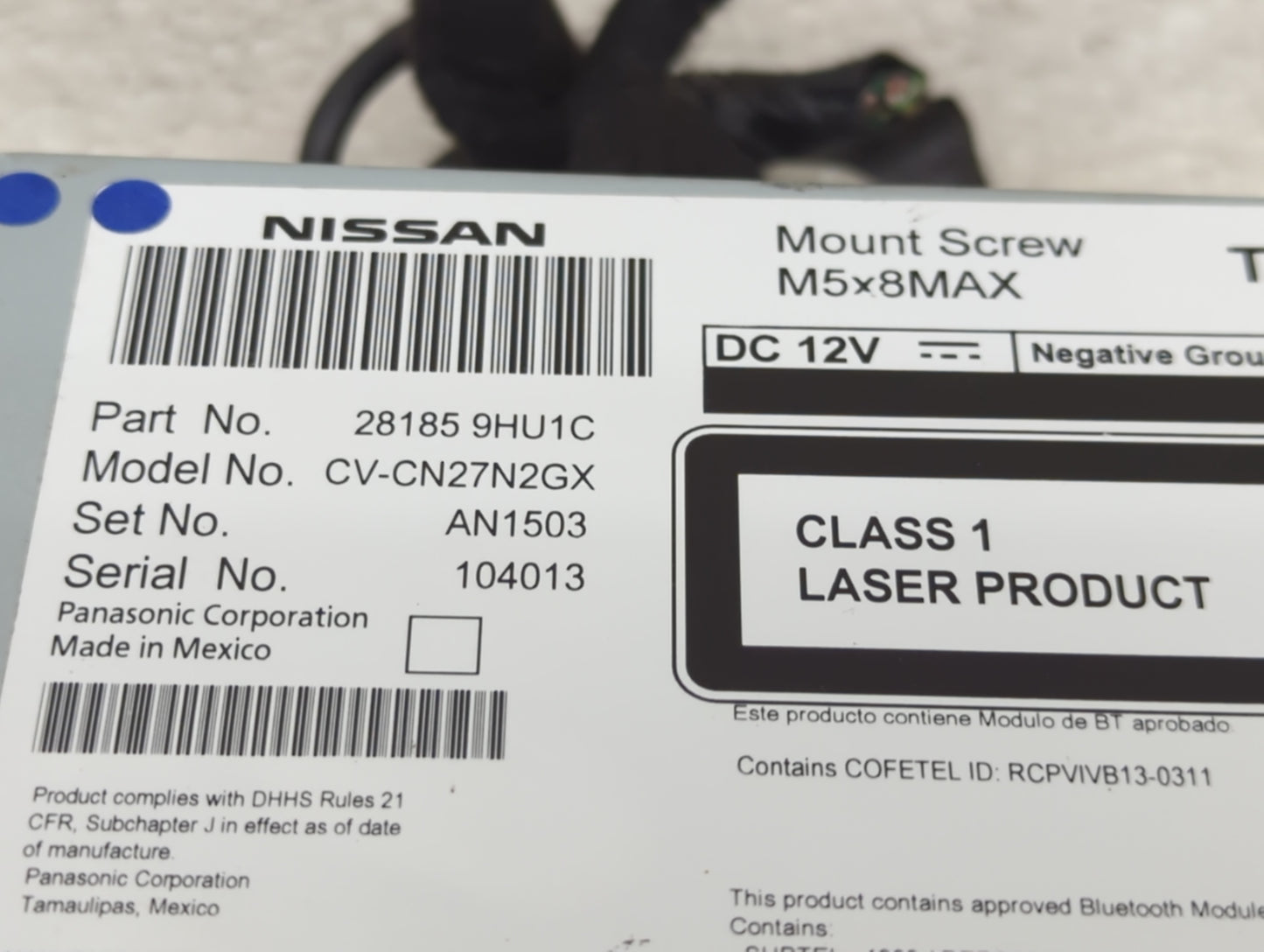 2018 Nissan Altima Radio AM FM Cd Player Receiver Replacement P/N:28185 9HU1C Fits OEM Used Auto Parts - Oemusedautoparts1.c