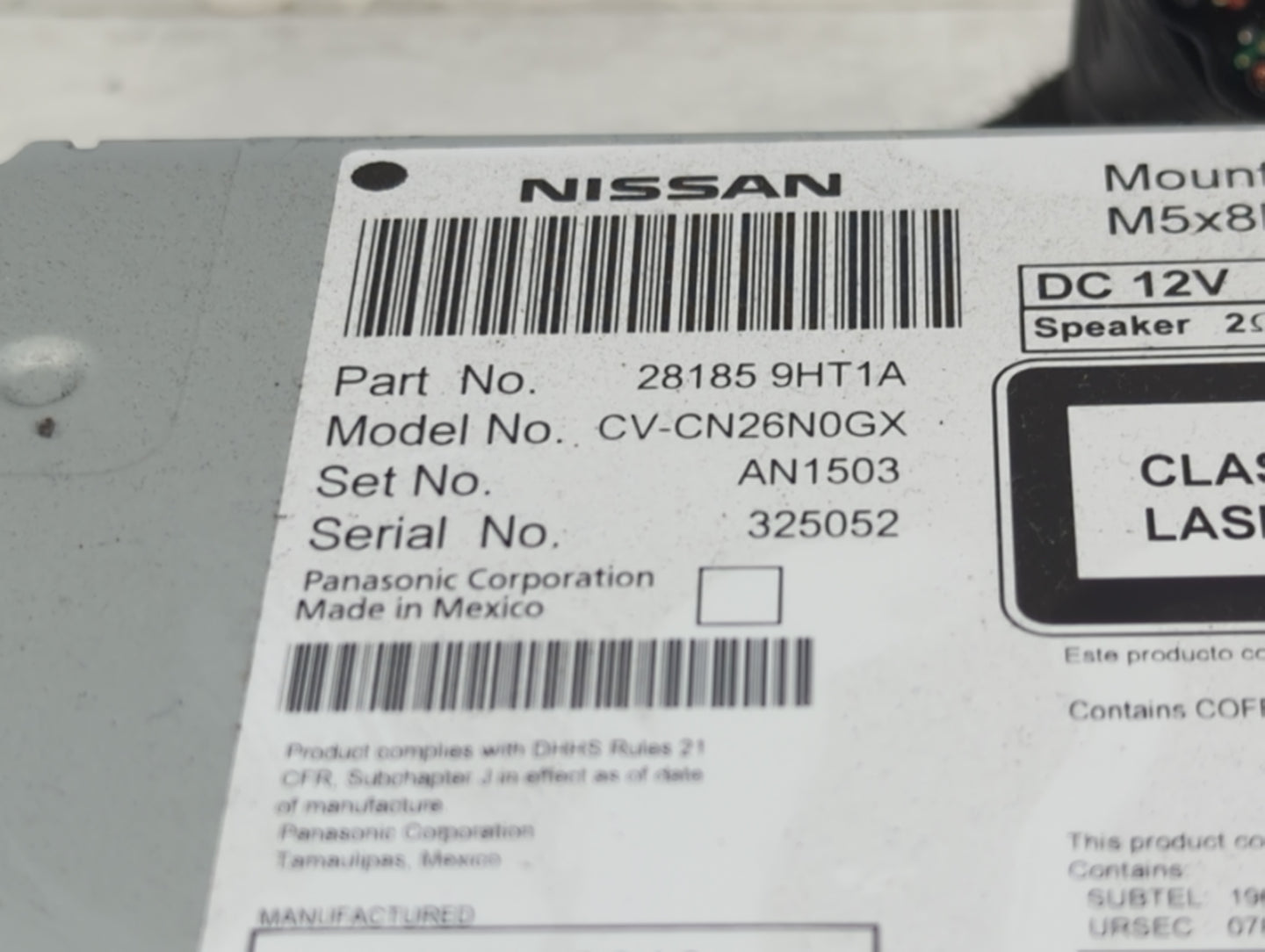 2017-2018 Nissan Altima Radio AM FM Cd Player Receiver Replacement P/N:28185 9HT1A Fits Fits 2017 2018 OEM Used Auto Parts -