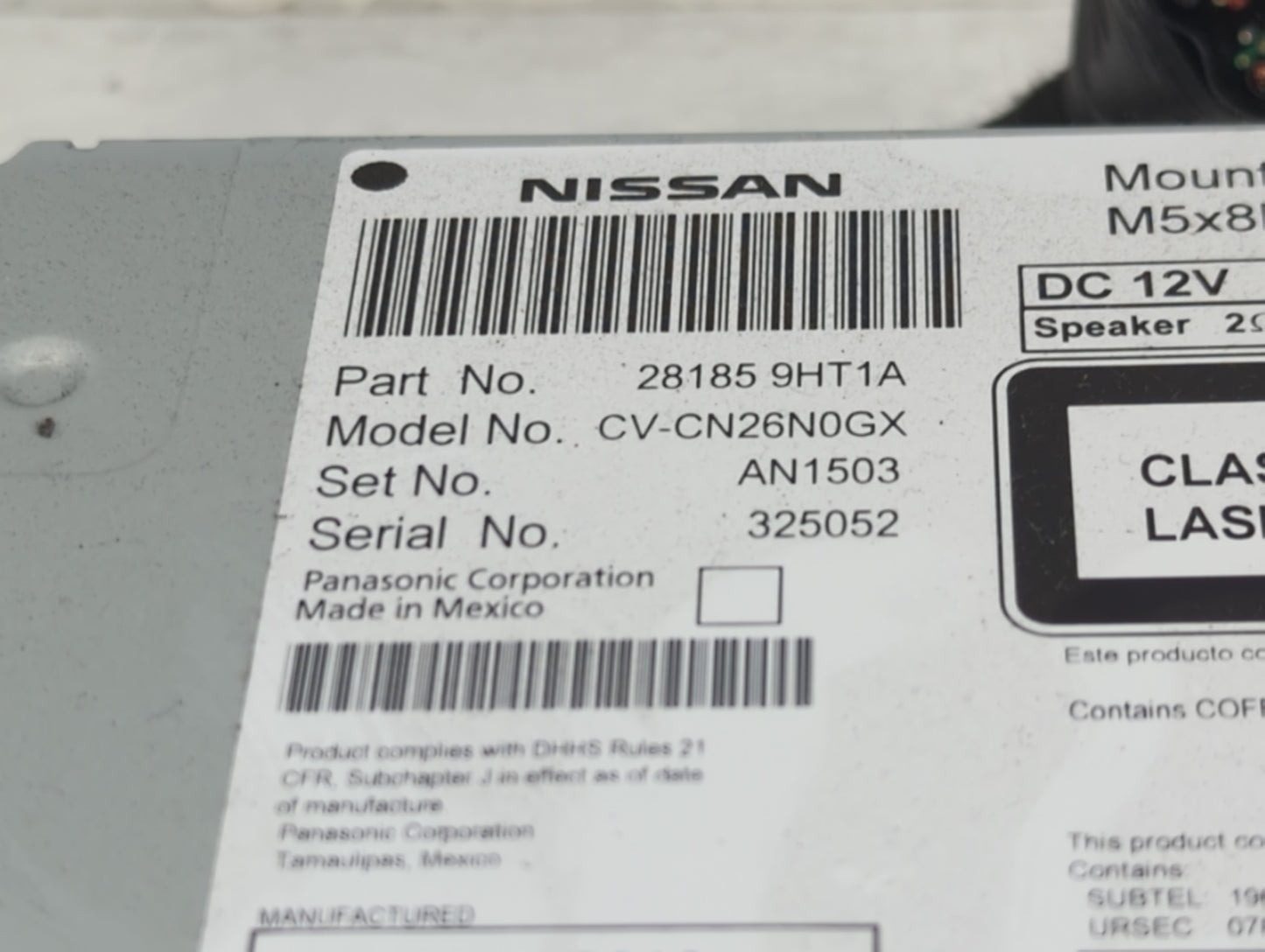 2017-2018 Nissan Altima Radio AM FM Cd Player Receiver Replacement P/N:28185 9HT1A Fits Fits 2017 2018 OEM Used Auto Parts -