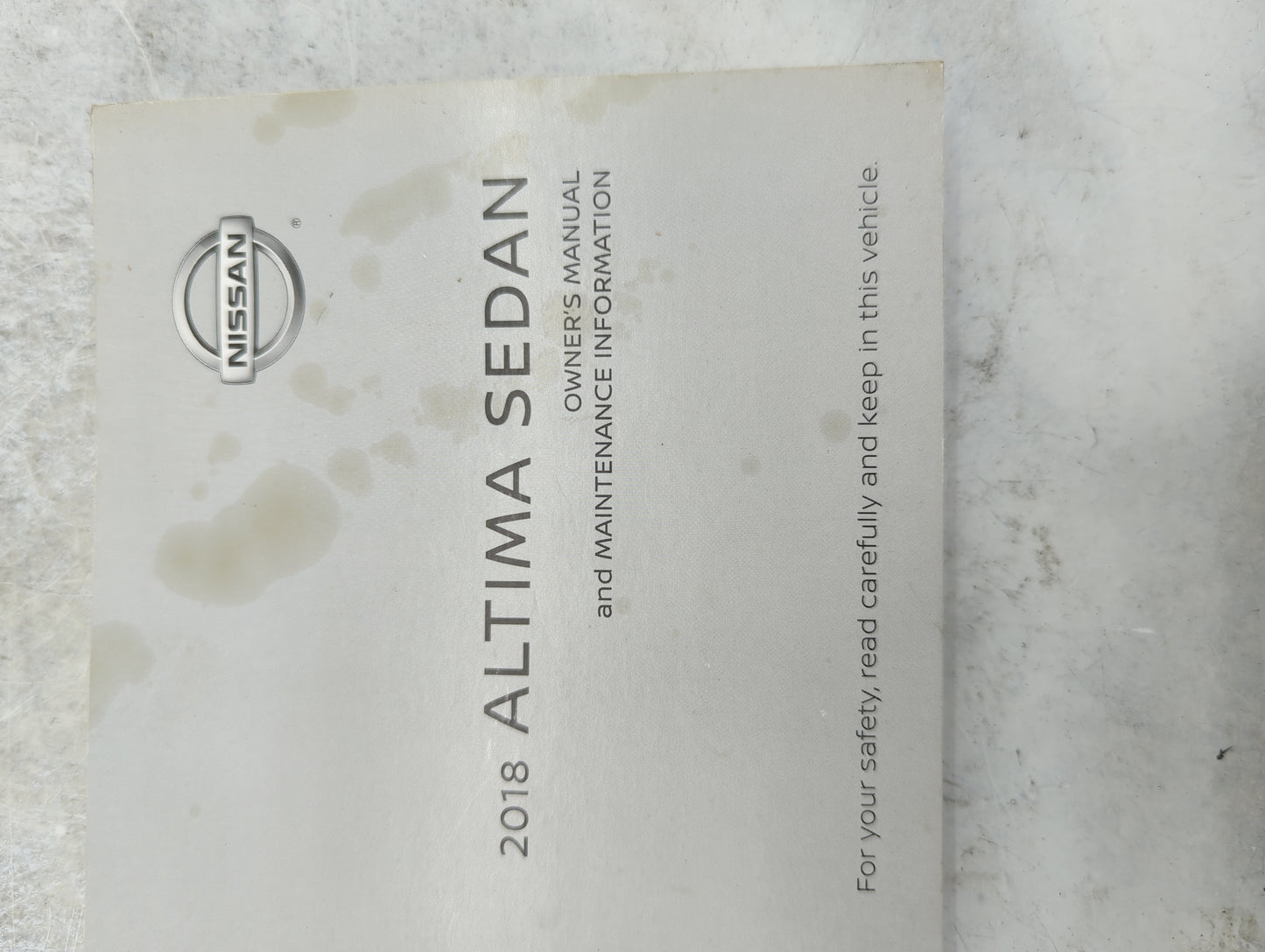 2018 Nissan Altima Owners Manual Book Guide P/N:OM18EA 0L33U0 OEM Used Auto Parts - Oemusedautoparts1.com