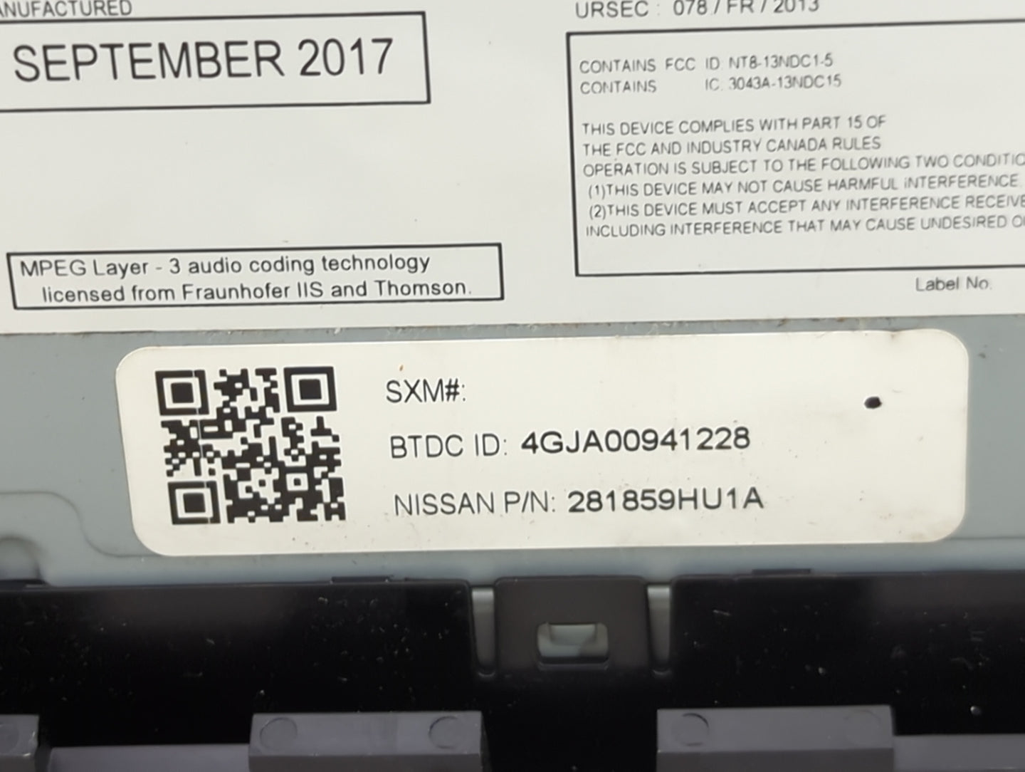 2018 Nissan Altima Radio AM FM Cd Player Receiver Replacement P/N:281859HU1A 4GJA00941228, NT8-13NDC1-5, 3043A-13NDC15 Fits 
