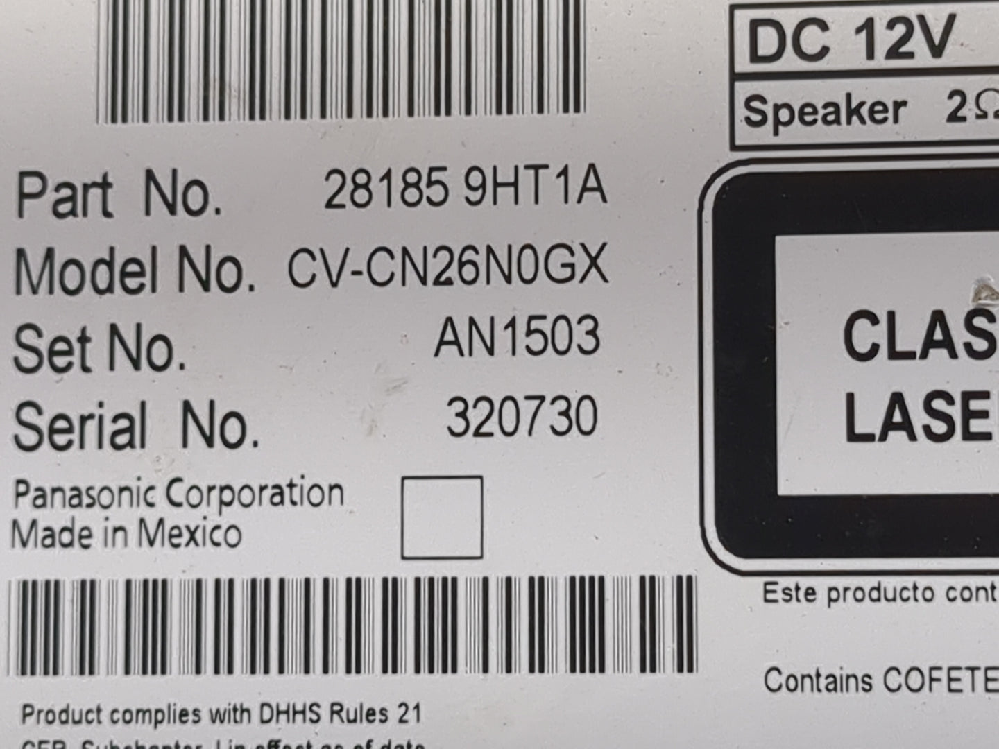 2017-2018 Nissan Altima Radio AM FM Cd Player Receiver Replacement P/N:28185 9HT1A CV-CN26N0GX, AN1503 Fits Fits 2017 2018 O