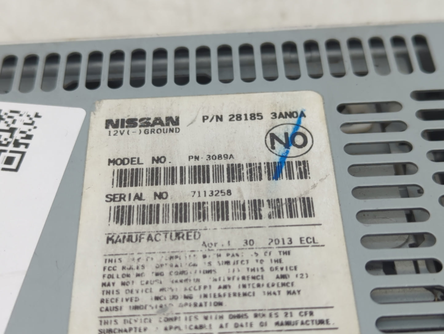 2018 Nissan Nv2500 Radio AM FM Cd Player Receiver Replacement P/N:28185 3AN0A Fits OEM Used Auto Parts - Oemusedautoparts1.c