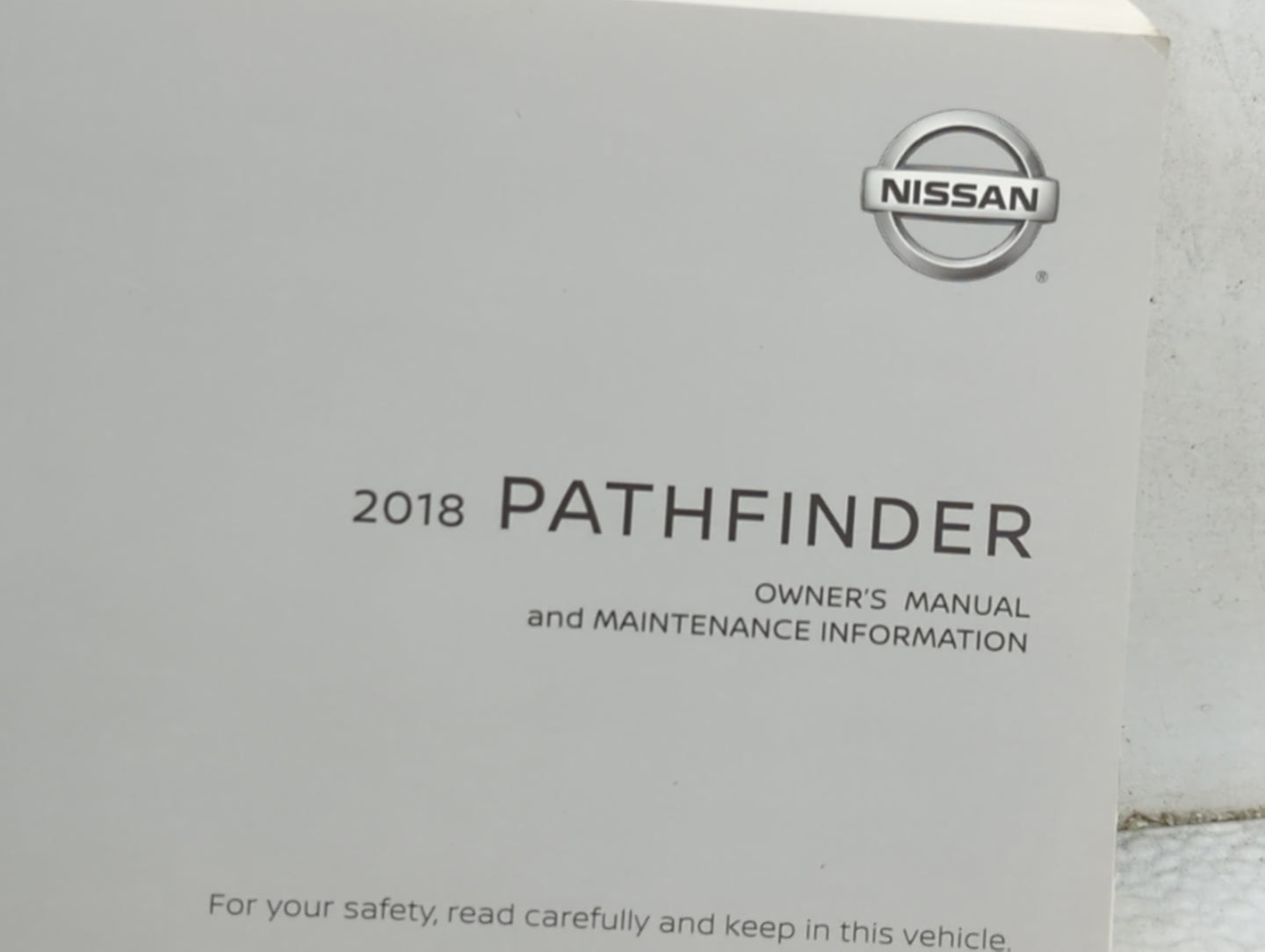 2018 Nissan Pathfinder Owners Manual Book Guide P/N:OM18EA0R52U0 OEM Used Auto Parts - Oemusedautoparts1.com