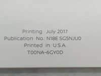 2018 Nissan Pathfinder Owners Manual Book Guide P/N:N18E SG5NJU0 T00NA-6GY0D, LL18EA NALLU1, SG5NJ-N OEM Used Auto Parts - O