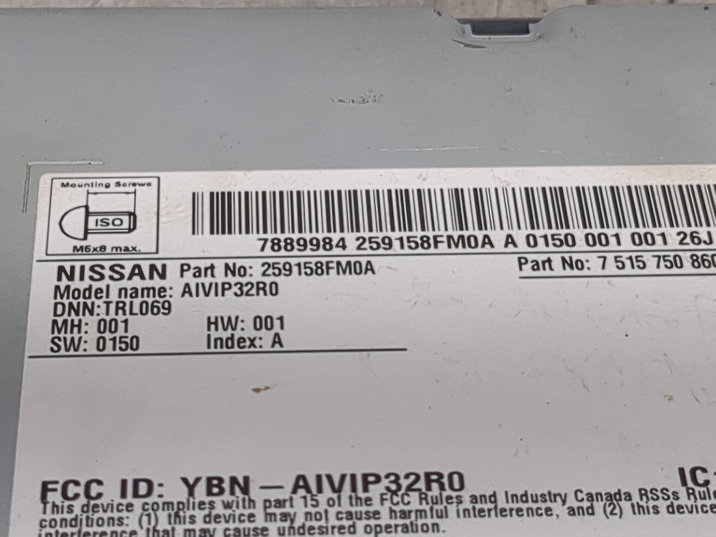 2018-2022 Nissan Rogue Radio AM FM Cd Player Receiver Replacement P/N:259158FM0A AIVIP32R0 Fits Fits 2018 2019 2020 2021 202