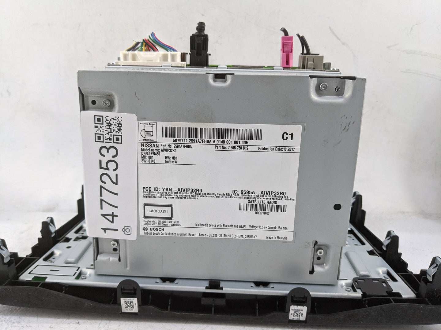 2018-2020 Nissan Rogue Radio AM FM Cd Player Receiver Replacement P/N:2591A7FH0A 7505750819, AIVIP32R0 Fits Fits 2018 2019 2