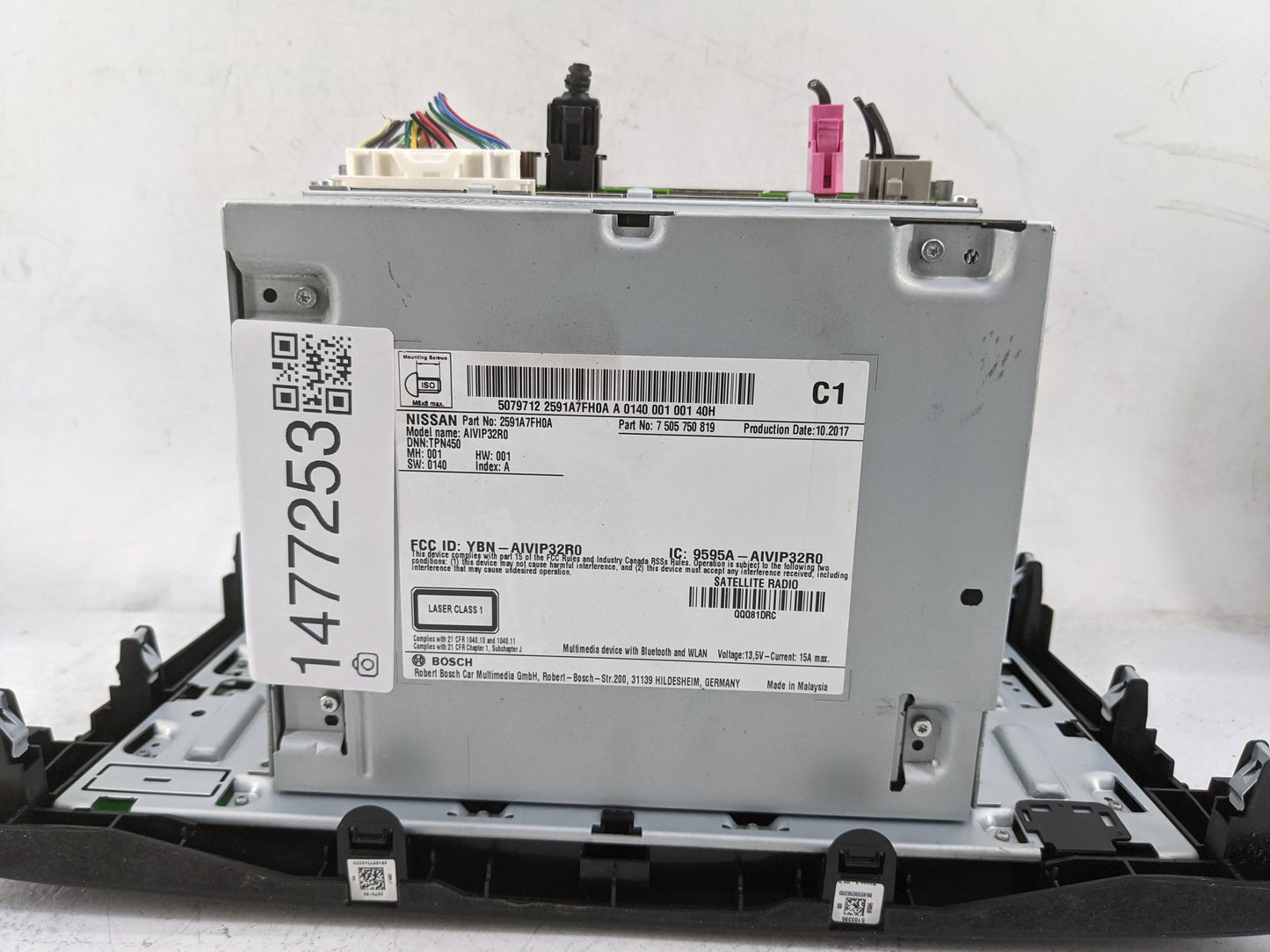 2018-2020 Nissan Rogue Radio AM FM Cd Player Receiver Replacement P/N:2591A7FH0A 7505750819, AIVIP32R0 Fits Fits 2018 2019 2