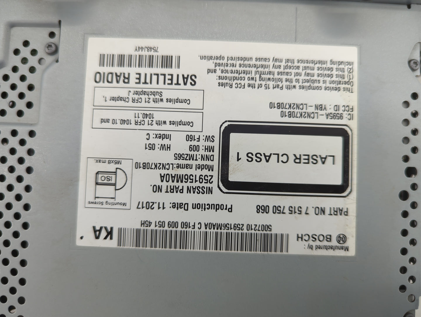 2018 Nissan Rogue Sport Radio AM FM Cd Player Receiver Replacement P/N:7 515 750 068 Fits OEM Used Auto Parts - Oemusedautop