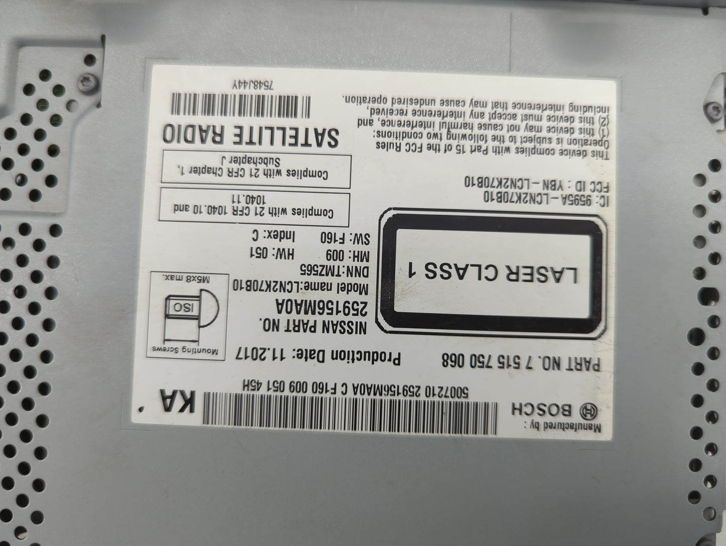2018 Nissan Rogue Sport Radio AM FM Cd Player Receiver Replacement P/N:7 515 750 068 Fits OEM Used Auto Parts - Oemusedautop