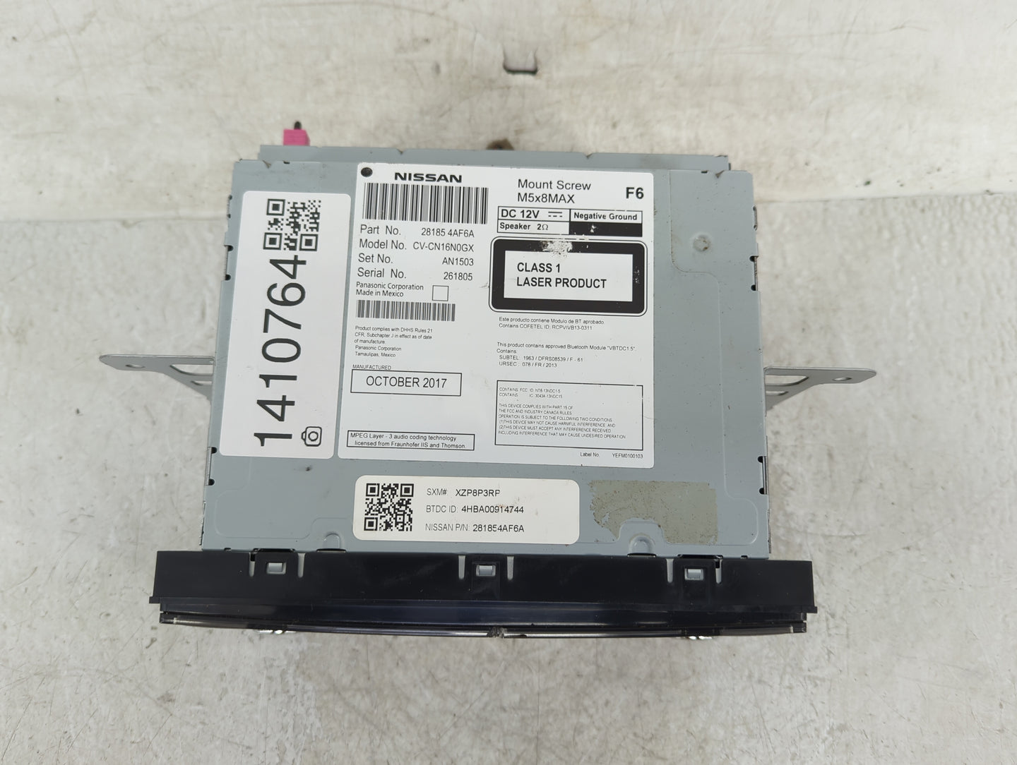 2018-2019 Nissan Sentra Radio AM FM Cd Player Receiver Replacement P/N:28185 4AF6A Fits Fits 2018 2019 OEM Used Auto Parts -