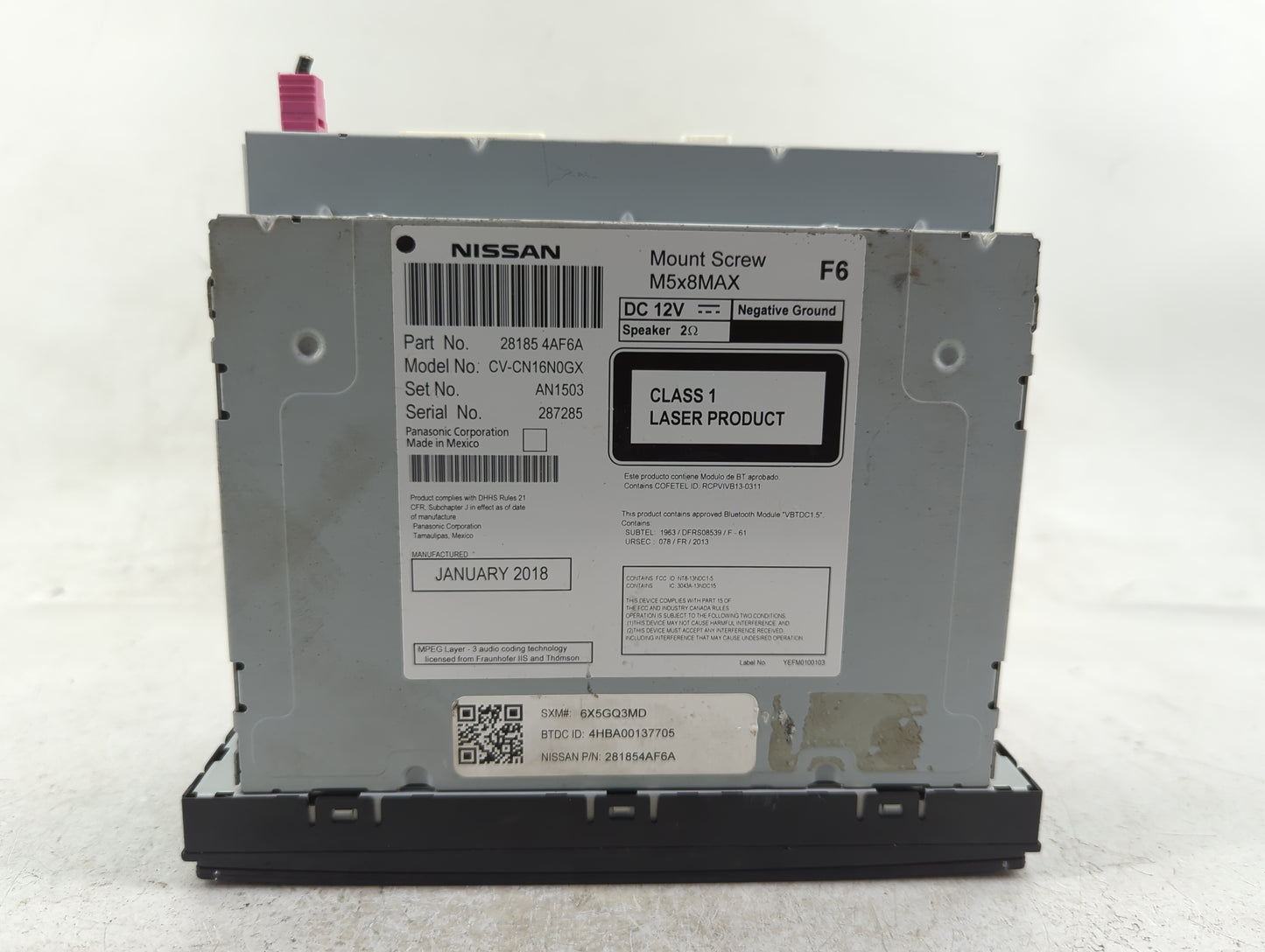 2018-2019 Nissan Sentra Radio AM FM Cd Player Receiver Replacement P/N:28185 4AF6A Fits Fits 2018 2019 OEM Used Auto Parts -