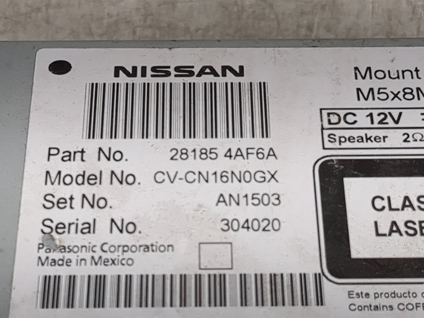 2018-2019 Nissan Sentra Radio AM FM Cd Player Receiver Replacement P/N:28185 4AF6A CV-CN16N0GX Fits Fits 2018 2019 OEM Used 