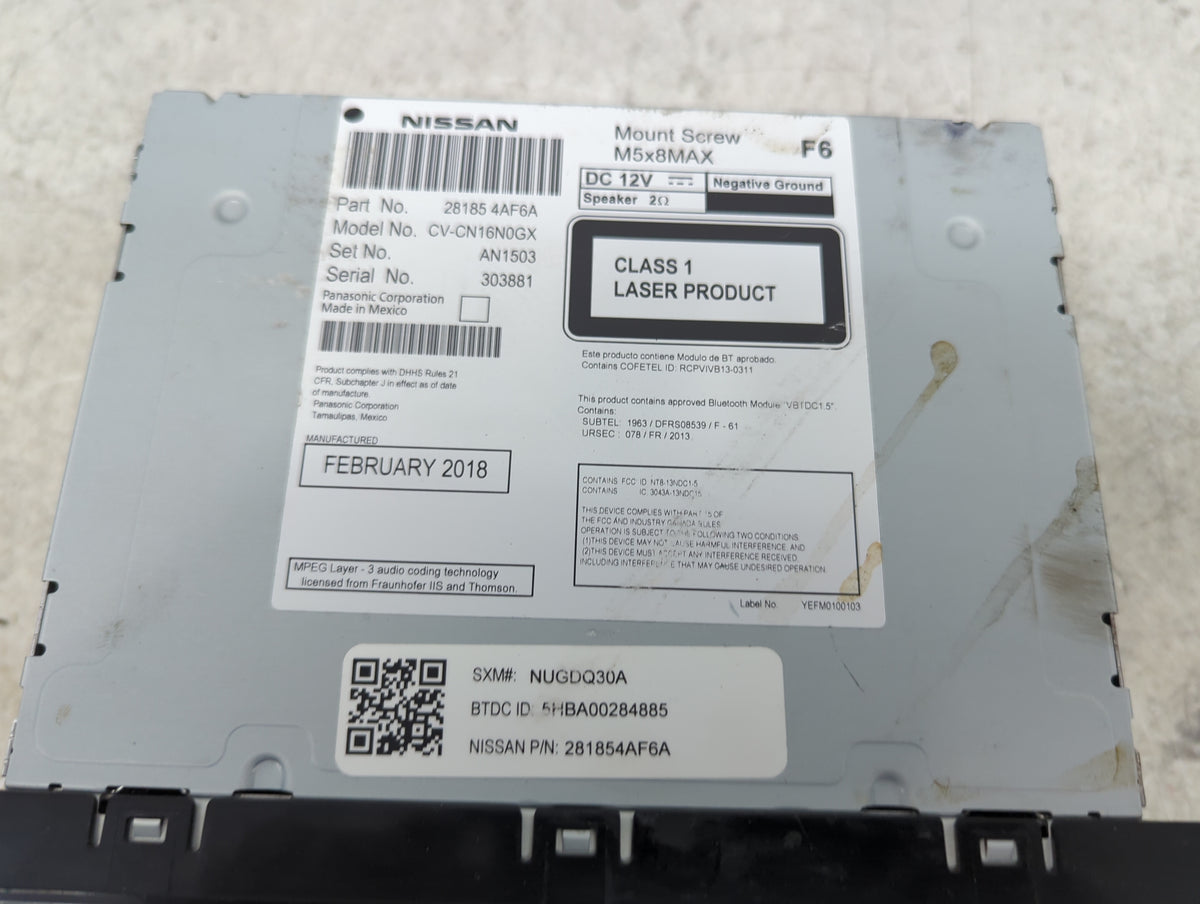 2018-2019 Nissan Sentra Radio AM FM Cd Player Receiver Replacement P/N:281854AF6A CV-CN16N0GX, 28185 4AF6A Fits Fits 2018 20