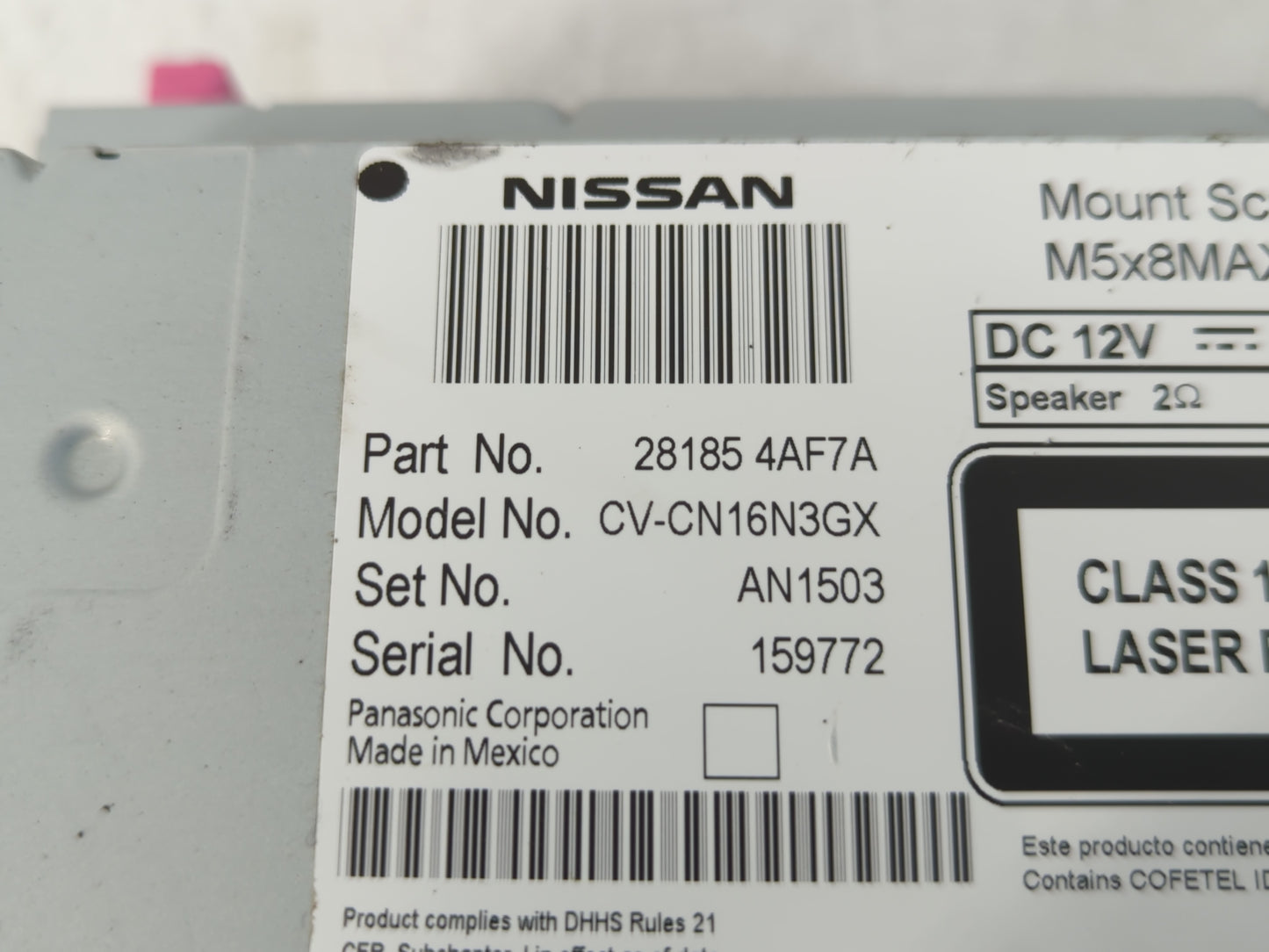 2017-2019 Nissan Sentra Radio AM FM Cd Player Receiver Replacement P/N:28185 4AF7A Fits Fits 2017 2018 2019 OEM Used Auto Pa