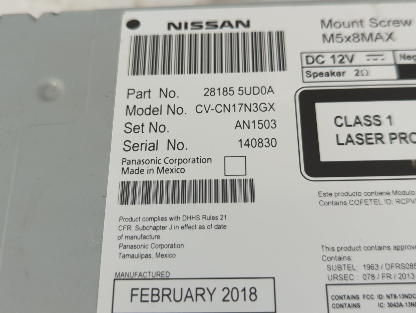 2013-2019 Nissan Sentra Radio AM FM Cd Player Receiver Replacement P/N:28185 5UD0A Fits Fits 2013 2014 2015 2016 2017 2018 2