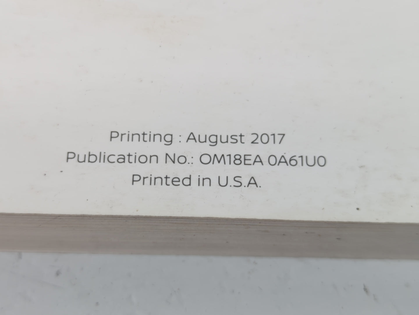 2018 Nissan Titan Owners Manual Book Guide P/N:OM18EA 0A61U0 OEM Used Auto Parts - Oemusedautoparts1.com