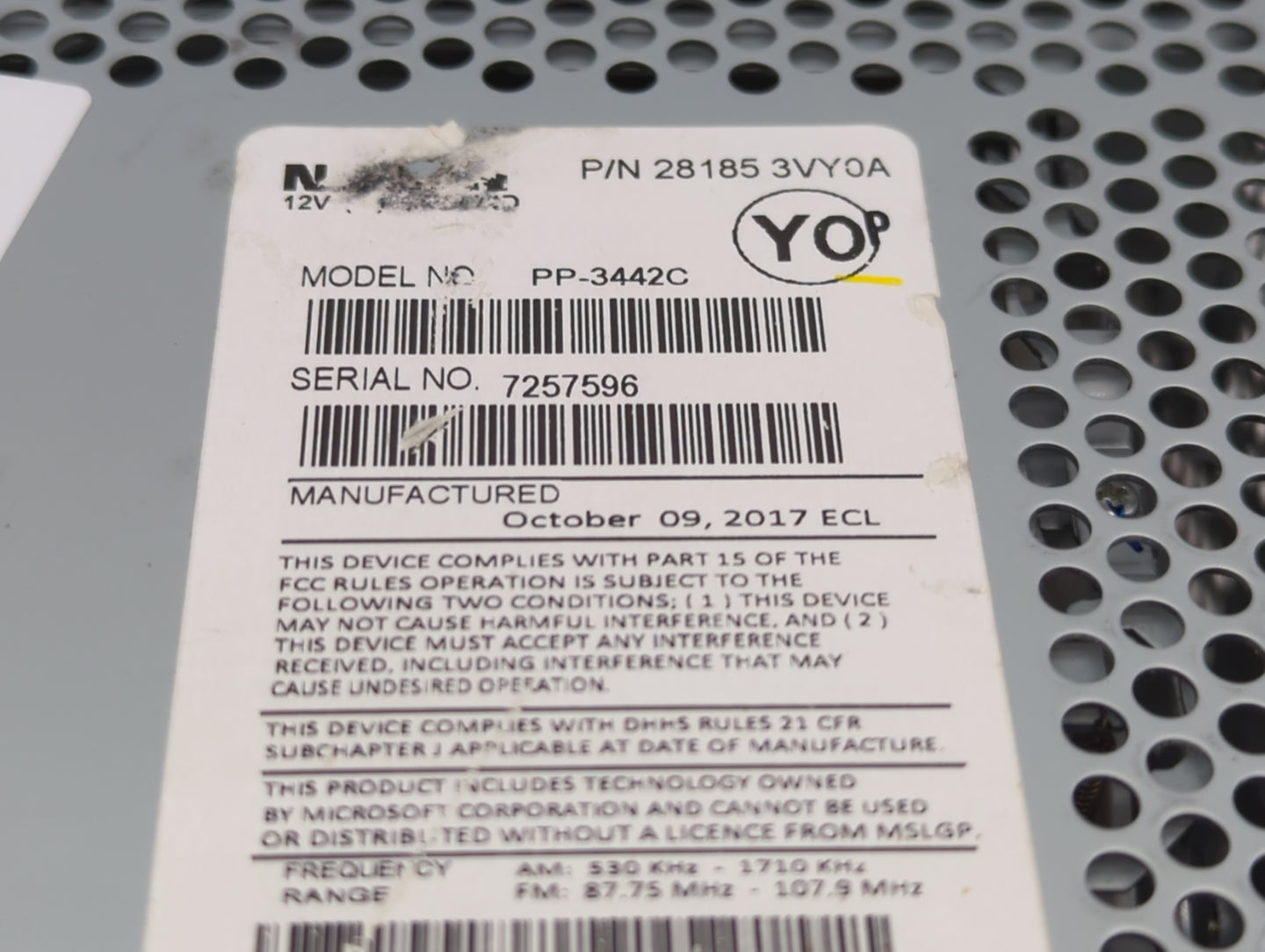 2014-2019 Nissan Versa Radio AM FM Cd Player Receiver Replacement P/N:28185 3VY0A Fits Fits 2014 2015 2016 2017 2018 2019 OE