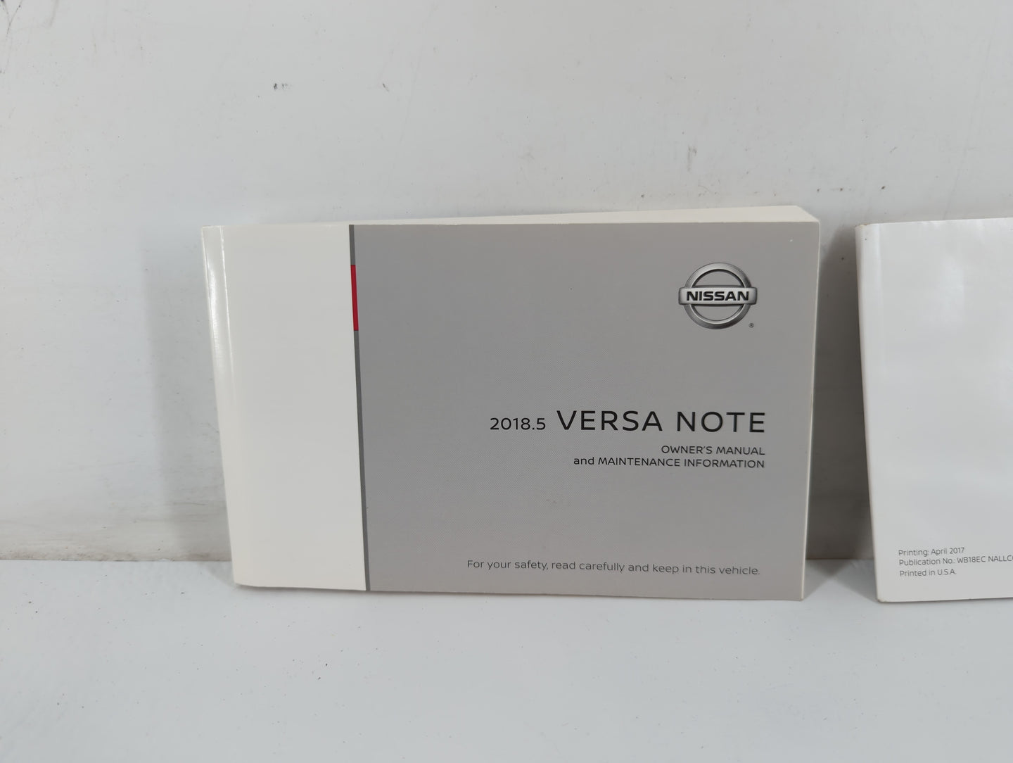 2018 Nissan Versa Note Owners Manual Book Guide P/N:OM18EA 5E12U0 OEM Used Auto Parts - Oemusedautoparts1.com