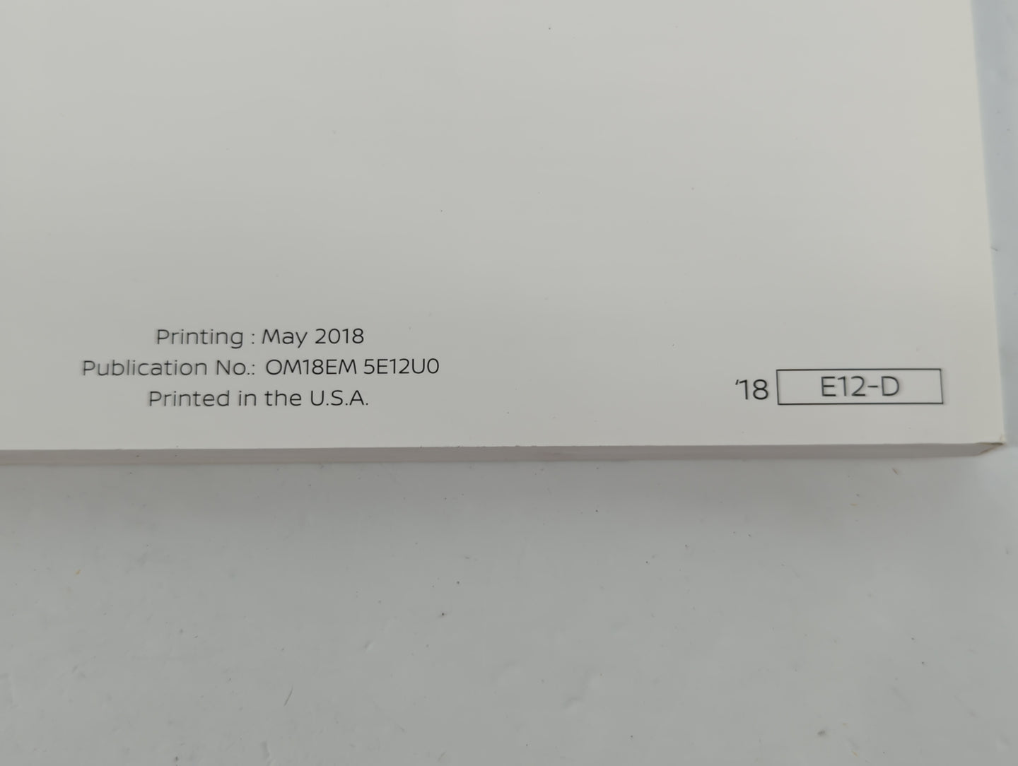 2018 Nissan Versa Note Owners Manual Book Guide P/N:OM18EA 5E12U0 OEM Used Auto Parts - Oemusedautoparts1.com