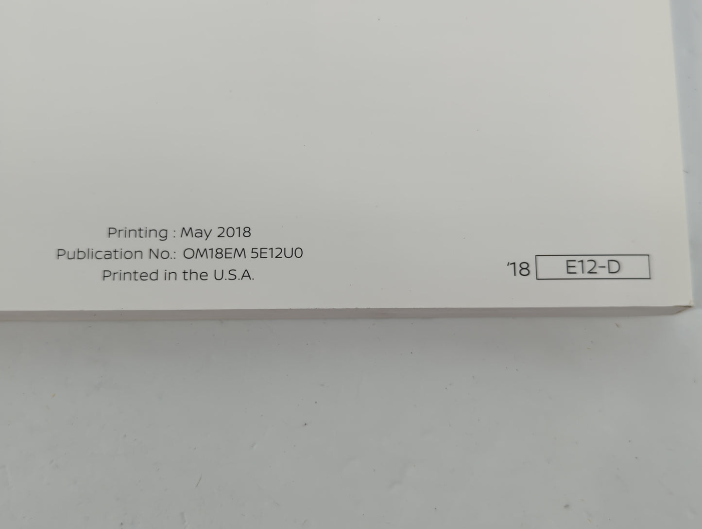 2018 Nissan Versa Note Owners Manual Book Guide P/N:OM18EA 5E12U0 OEM Used Auto Parts - Oemusedautoparts1.com