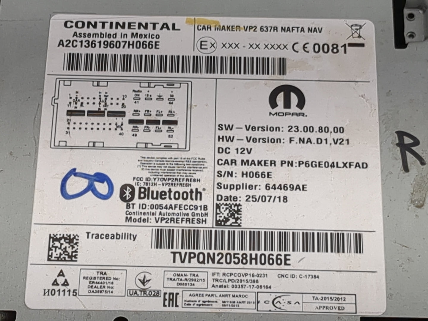 2018 Ram 1500 Radio AM FM Cd Player Receiver Replacement P/N:A2C13619607H066E P6GE04LXFAD, VP2REFRESH Fits Fits 2019 OEM Use