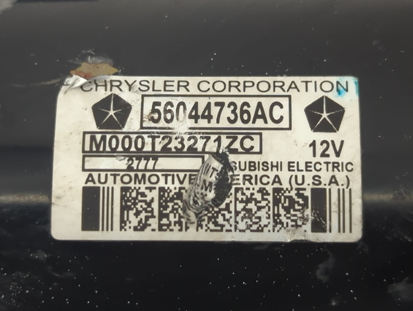 2011-2022 Ram 1500 Car Starter Motor Solenoid OEM P/N:M000T2371ZC 56044736AC Fits OEM Used Auto Parts - Oemusedautoparts1.co