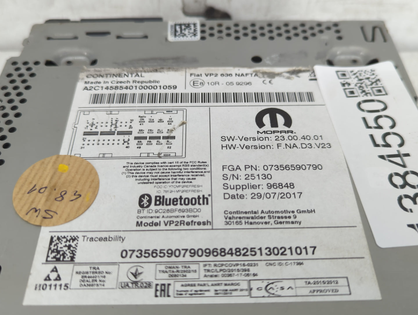 2018-2020 Ram Promaster City Radio AM FM Cd Player Receiver Replacement P/N:07356590790 Fits Fits 2018 2019 2020 OEM Used Au