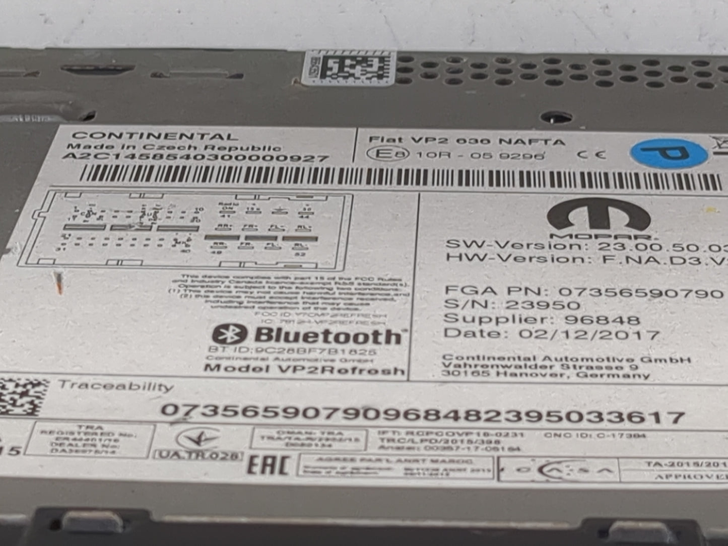 2018-2020 Ram Promaster City Radio AM FM Cd Player Receiver Replacement P/N:07356590790 A2C145854030000927 Fits OEM Used Aut