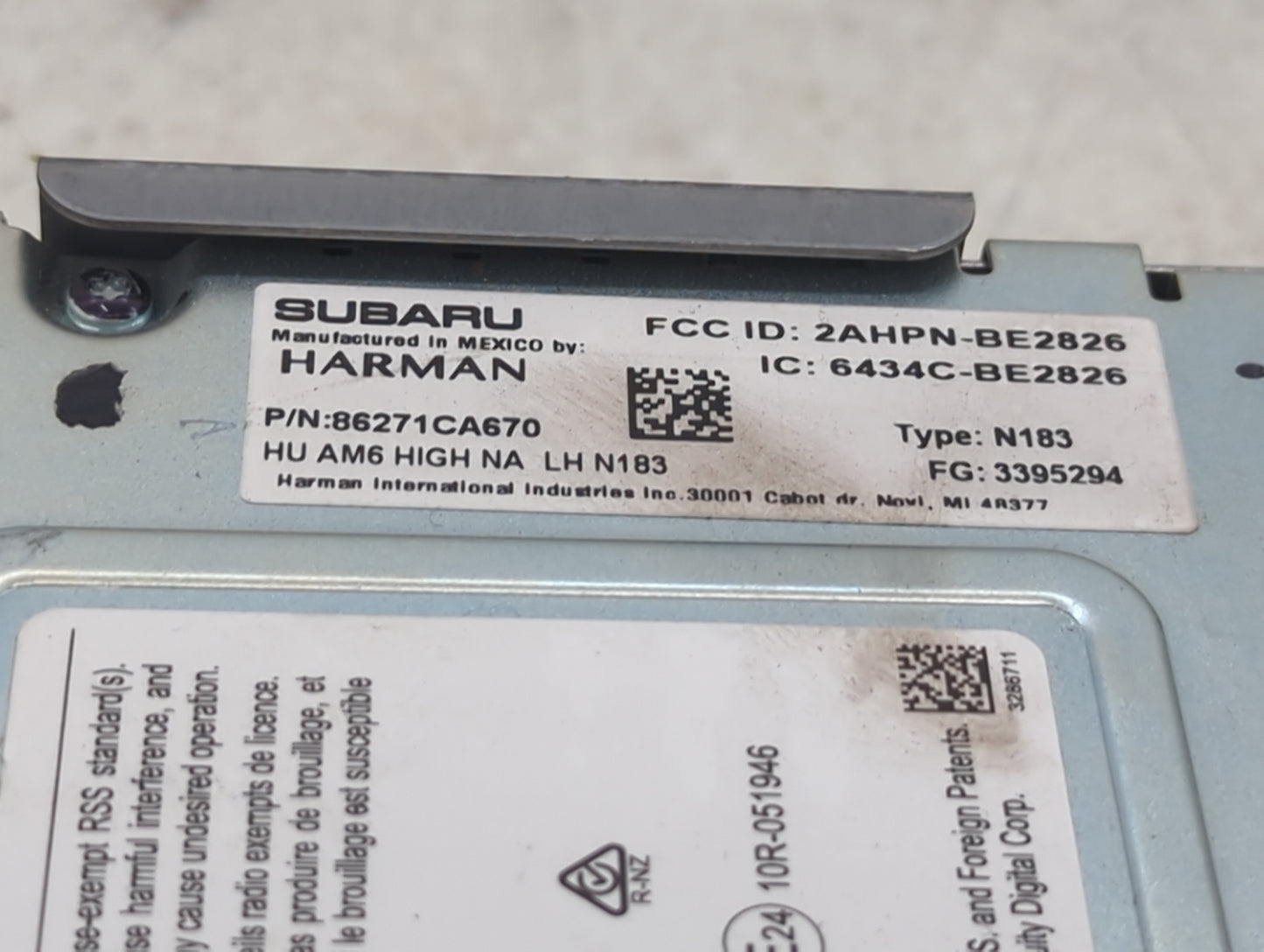 2018 Subaru Brz Radio AM FM Cd Player Receiver Replacement P/N:86271CA670 Fits OEM Used Auto Parts - Oemusedautoparts1.com