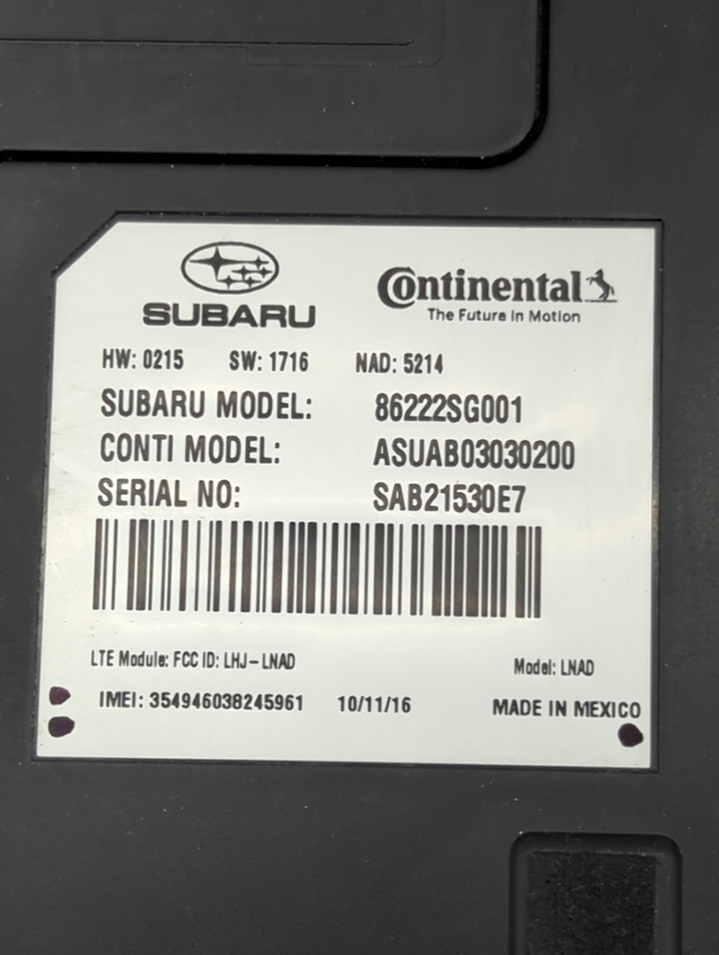 2018 Subaru Crosstrek Telematics Control Module - Oemusedautoparts1.com
