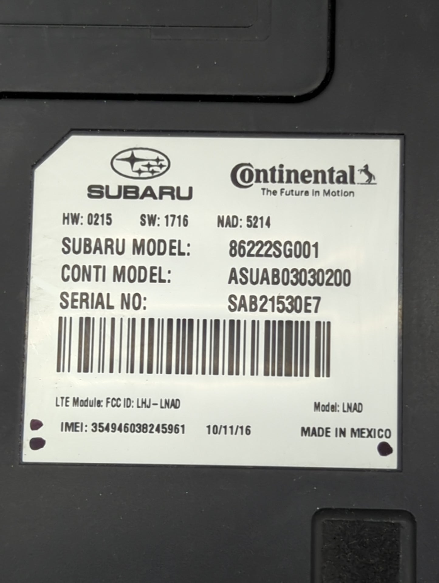 2018 Subaru Crosstrek Telematics Control Module - Oemusedautoparts1.com