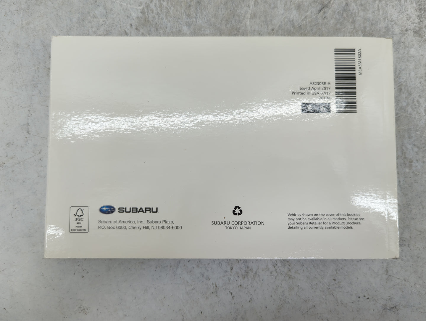 2018 Subaru Forester Owners Manual Book Guide P/N:A8230BE-A OEM Used Auto Parts - Oemusedautoparts1.com