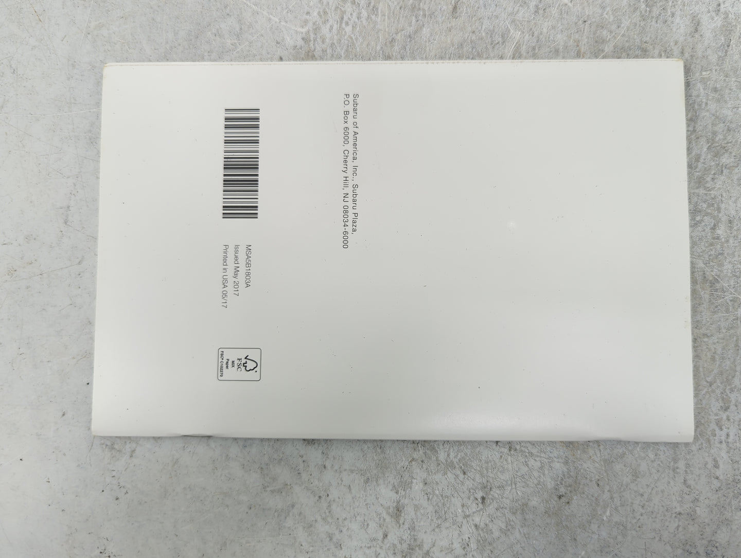2018 Subaru Legacy Owners Manual Book Guide P/N:A2540BE-A MSA5M1803A OEM Used Auto Parts - Oemusedautoparts1.com