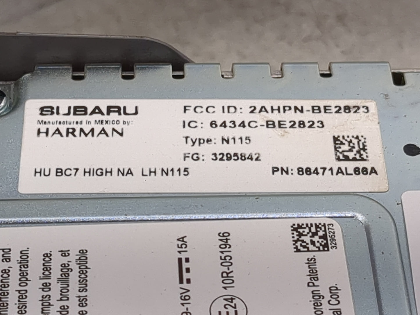 2018 Subaru Legacy Radio AM FM Cd Player Receiver Replacement P/N:2AHPN-BE2823 6434C-BE2823, 86471AL66A, 3295842 Fits OEM Us