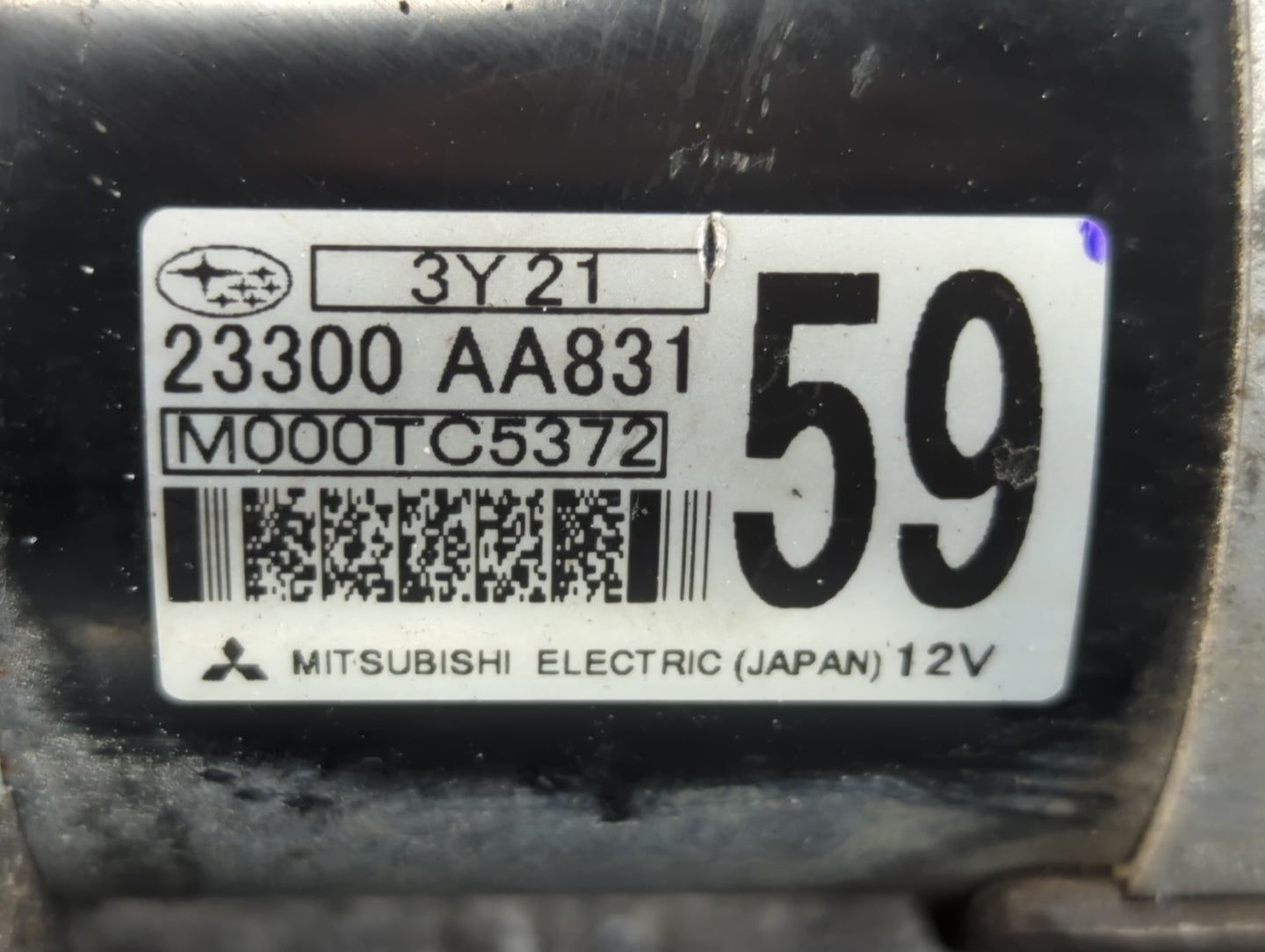 2018 Subaru Xv Car Starter Motor Solenoid OEM P/N:M000TC5372 23300 AA831 Fits OEM Used Auto Parts - Oemusedautoparts1.com