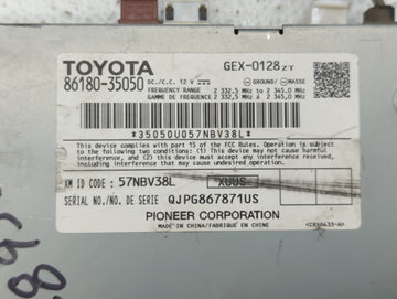2014-2018 Toyota 4runner Radio AM FM Cd Player Receiver Replacement P/N:86180-35350 Fits Fits 2014 2015 2016 2017 2018 OEM Used Auto Parts