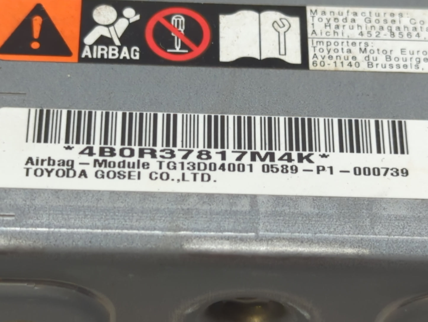 2018-2022 Toyota C-Hr Air Bag Passenger Right Knee OEM P/N:TG13D04001 4B0R37817M4K Fits Fits 2018 2019 2020 2021 2022 OEM Us