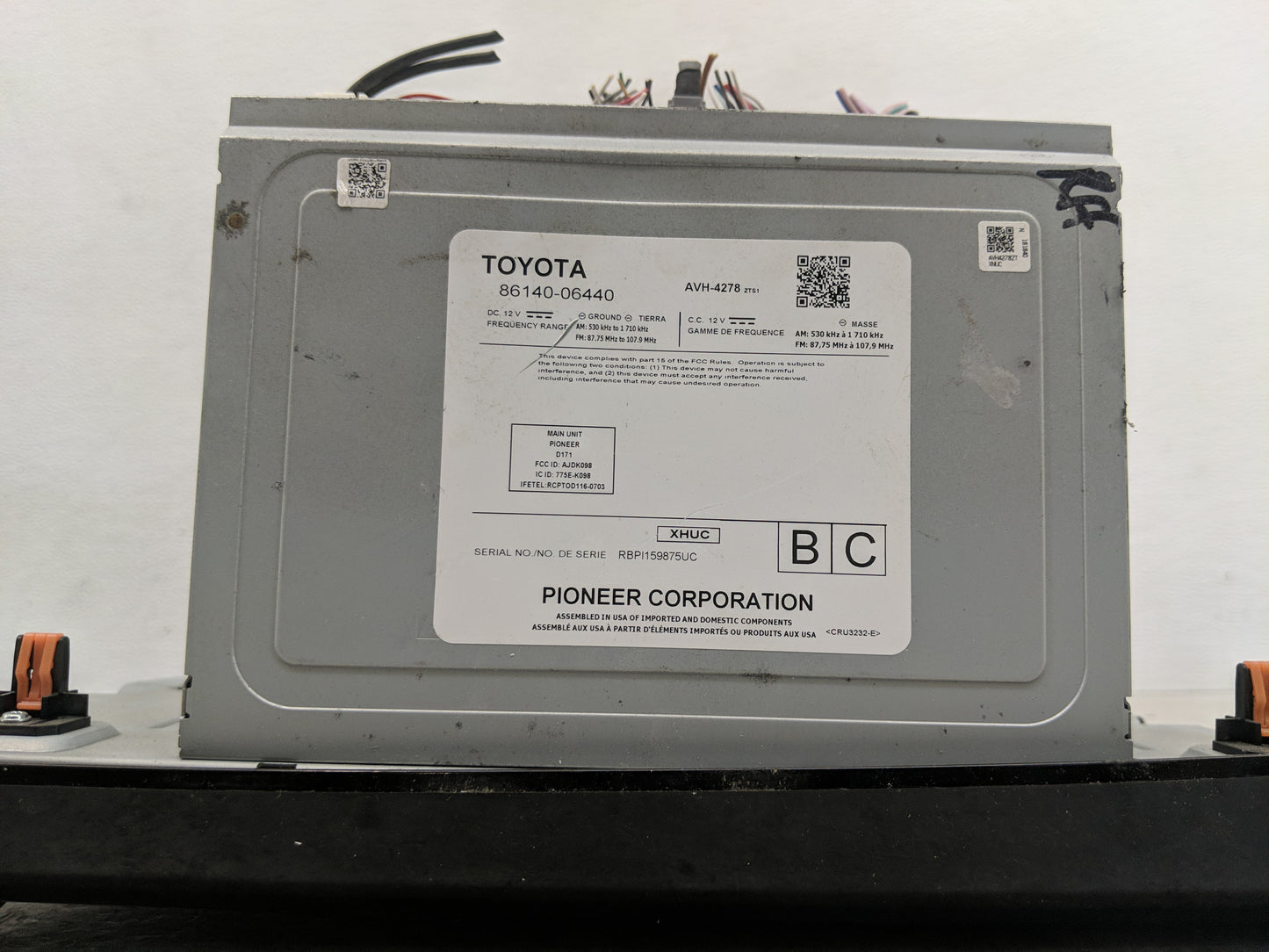 2018 Toyota Camry Radio AM FM Cd Player Receiver Replacement P/N:86140-06440 Fits OEM Used Auto Parts - Oemusedautoparts1.co