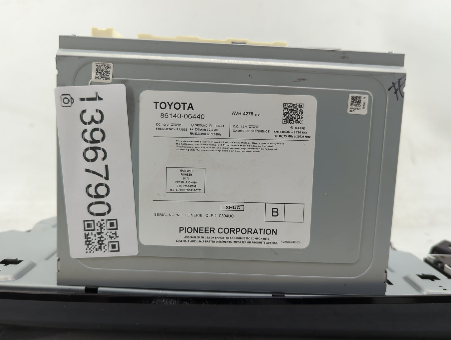 2018 Toyota Camry Radio AM FM Cd Player Receiver Replacement P/N:86140-06440 Fits OEM Used Auto Parts - Oemusedautoparts1.co